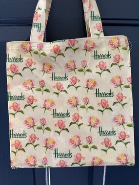 Harrods Vintage Knightsbridge Pink Roses Tote Bag